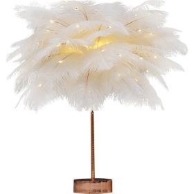 Feather Lamp Nordic Desk Lamp European-Style Bedroom Bedside Feather Table Lamp Night Light Table Lamp Decoration Modern (Option: White Flash USB)