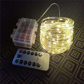 100 200led solar copper wire string light (Option: 20m warm color remote)