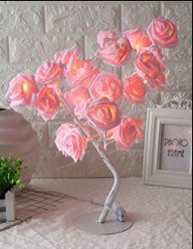 LED Tree Lamp Rose Small Tree Lamp Modeling Lamp Table Lamp (Option: White pink-EU)