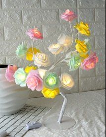 LED Tree Lamp Rose Small Tree Lamp Modeling Lamp Table Lamp (Option: White color-US)