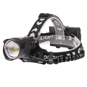 Strong light USB charging telescopic zoom headlight (Option: Black-Battery)
