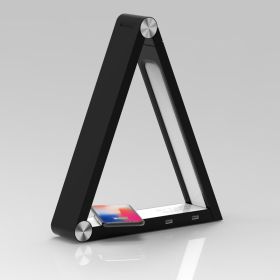 LED Wireless Charging Long Arm Desk Lamp Dimming Table Lamp Aluminum Alloy Folding Long Life Reading Light Multiple Color Modes (Color: Black)