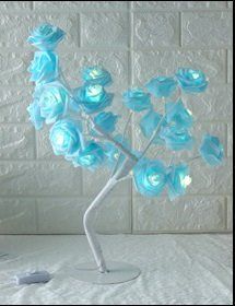 LED Tree Lamp Rose Small Tree Lamp Modeling Lamp Table Lamp (Option: White blue-EU)