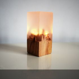Resin solid wood small night light (Option: White-Charging)
