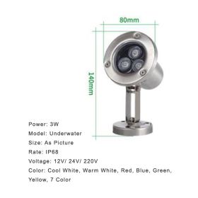 Stainless steel water fountain light (Option: 3W-Yellow)
