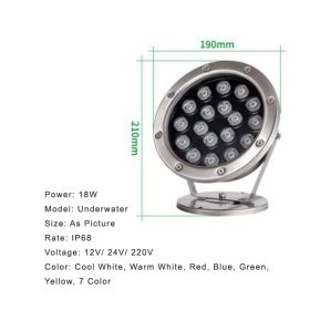 Stainless steel water fountain light (Option: 18W-White)