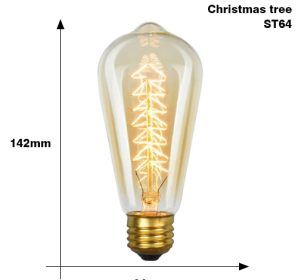 Edison Bulb E27 220V 40W ST64 A19 T45 G80 G95 G125 Incandescent filament bulb lighting Retro Edison Light Bulb (Option: ST64 Christmas tree)