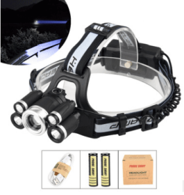 Cross-border Supply 5LED Headlights Glare 3T6 2XPE Headlights With SOS Help Whistle USB Charging Headlights (Option: Two electric one charge)