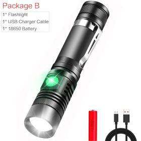 Portable Mini WT518 T6 1000Lumens 3 Modes Black Zoomable LED Flashlight Lighting Clicky Clip on Flashlights Torches Lightweight (Option: Add battery 2PC)