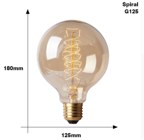 Edison Bulb E27 220V 40W ST64 A19 T45 G80 G95 G125 Incandescent filament bulb lighting Retro Edison Light Bulb (Option: G125 Spiral)