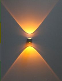 Outdoor Waterproof Wall Lamp LED Square Corridor Aisle Terrace Wall Lamp (Option: Black shell yellow light-Single side light 3W)