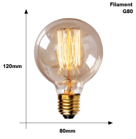 Edison Bulb E27 220V 40W ST64 A19 T45 G80 G95 G125 Incandescent filament bulb lighting Retro Edison Light Bulb (Option: G80 Filament)