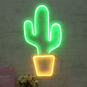 Neon decoration ins creative wall bar atmosphere lamp clean bar bed lamp romantic bedroom room layout (Option: Cactus)