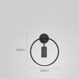 Round golden wall lamp (Option: Black-Warm light)