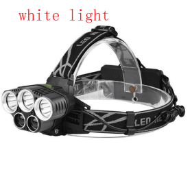 6-mode USB rechargeable outdoor night fishing 5LED headlight (Option: White-Without battery)
