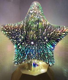 ST64 G95 filament lamp, LED full star 3D bulb, decorative colored 3D Edison light bulb (Option: 3D five pointed star)