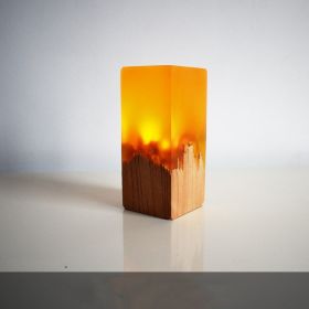 Resin solid wood small night light (Option: Yellow-Non charging)