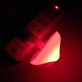 LED Night Light Mushroom Wall Socket Lamp EU US Plug Warm White Light-control Sensor Bedroom Light Home Decoration (Option: Mushroom-US-Red)