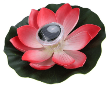 Floating water solar lantern LED lotus wishing lamp colorful floating water lamp pool decorative lamp (Color: Red)
