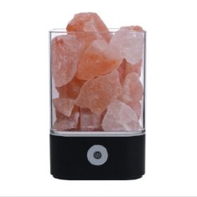 USB Crystal Light Himalayan Salt LED Lamp (Option: Square black)