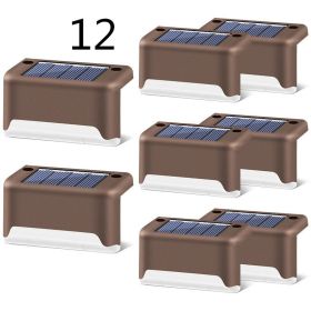 New Upgrade Waterproof LED Solar Fence Lamp Solar Deck Lights Solar Step Light Outdoor For Patio Stairs Garden Pathway Step Yard (Option: Brown-12)