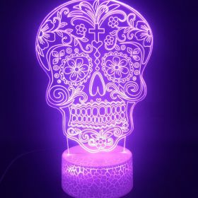 Flower skull 3D night light (Option: 2Skeleton-USB)