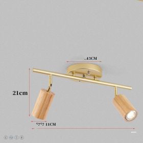 Ceiling Lamp Household Surface Mounted Downlight (Option: Doubleheaded wood color-White light)