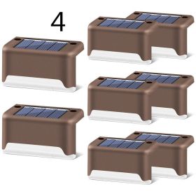 New Upgrade Waterproof LED Solar Fence Lamp Solar Deck Lights Solar Step Light Outdoor For Patio Stairs Garden Pathway Step Yard (Option: Brown-4)