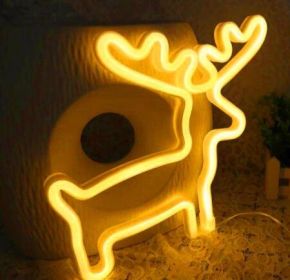 LED Neon Light, Acrylic Back Panel, Room Decoration Night Light (Option: Elk-USB)