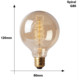 Edison Bulb E27 220V 40W ST64 A19 T45 G80 G95 G125 Incandescent filament bulb lighting Retro Edison Light Bulb (Option: G80 Spiral)