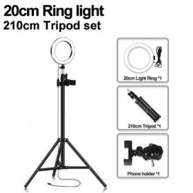 Mobile Phone Live Selfie Anchor Round LED Fill Light (Option: 20cm+210cm-1pcs)