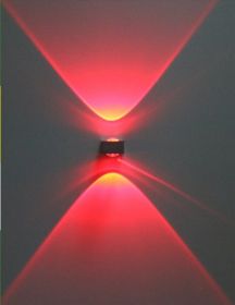 Outdoor Waterproof Wall Lamp LED Square Corridor Aisle Terrace Wall Lamp (Option: Black shell red light-Single side light 3W)
