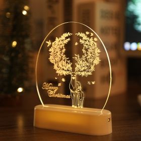 Snowman Bell Acrylic Decoration Night Light (Option: Elk)