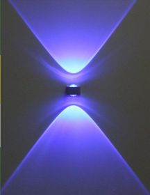 Outdoor Waterproof Wall Lamp LED Square Corridor Aisle Terrace Wall Lamp (Option: Silver shell blue light-Doublesided luminous 6W)