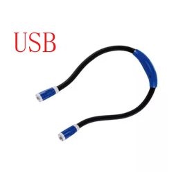 Flexible Neck Hug Book Light With LED Reading Lamp 3 Mode Portable Flashlight Soft Silicone Outdoor Camping Light Night Light (Option: Blue USB)