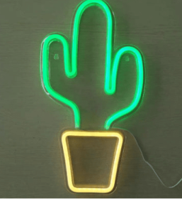 LED Neon Light, Acrylic Back Panel, Room Decoration Night Light (Option: Cactus-USB)