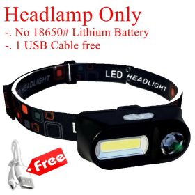 USB Rechargeable Headlight 3W LED Flashlight Waterproof shine Headlamp for Bicycle Camping Running not nitecore (Option: Headlamp only)