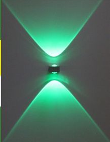 Outdoor Waterproof Wall Lamp LED Square Corridor Aisle Terrace Wall Lamp (Option: Silver shell green light-Doublesided luminous 6W)