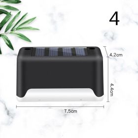 New Upgrade Waterproof LED Solar Fence Lamp Solar Deck Lights Solar Step Light Outdoor For Patio Stairs Garden Pathway Step Yard (Option: Black white light-4)
