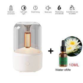 120ML Candlelight Aroma Diffuser Air Humidifier Romantic Light Portable Essential Oils Diffuser Mist Maker Fogger Purifier Home (Color: White - fragrant)