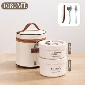 Microwave oven Dinnerware for Students Leakproof Food Container Stackable Bento Lunch Box Stainless Steel Lunch Container with L (Color: 2 Layers White)