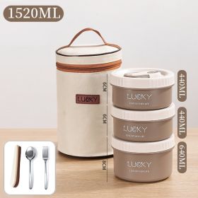 Microwave oven Dinnerware for Students Leakproof Food Container Stackable Bento Lunch Box Stainless Steel Lunch Container with L (Color: 3 Layers Coffee)
