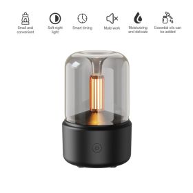 120ML Candlelight Aroma Diffuser Air Humidifier Romantic Light Portable Essential Oils Diffuser Mist Maker Fogger Purifier Home (Color: Basic Black)