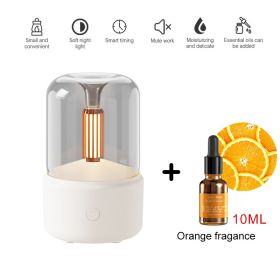 120ML Candlelight Aroma Diffuser Air Humidifier Romantic Light Portable Essential Oils Diffuser Mist Maker Fogger Purifier Home (Color: White - cologne)