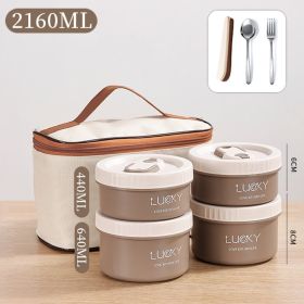 Microwave oven Dinnerware for Students Leakproof Food Container Stackable Bento Lunch Box Stainless Steel Lunch Container with L (Color: 4 Layers Coffee)