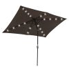 10x6.5ft Aluminum Patio Umbrella w/ 20 LEDs Chocolate
