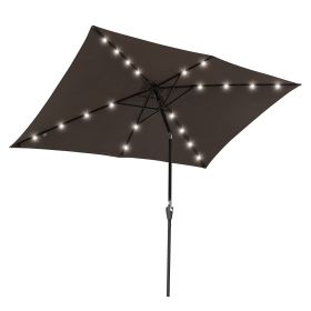 10x6.5ft Aluminum Patio Umbrella w/ 20 LEDs Chocolate (Color: As Picture)