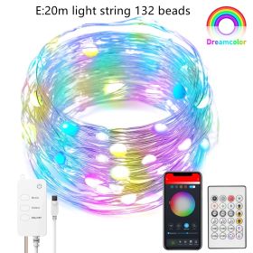 Smart LED String Lights Dancing With Music Sync Dreamcolor Fairy Lamp Garland For Home Christmas New Year's Decor Lighting (Option: Rgb-E)